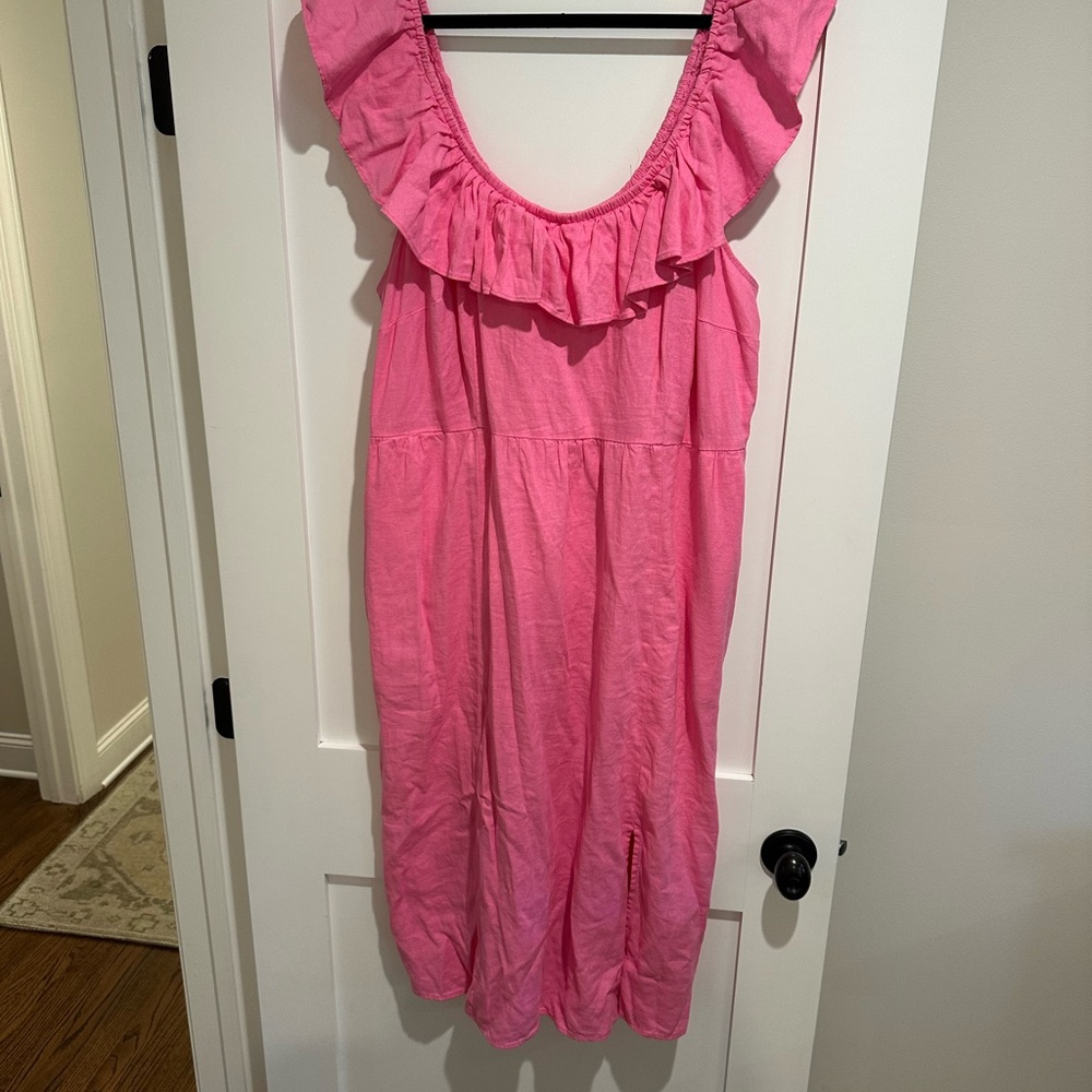 Pink Ruffled Sleeveless Dress